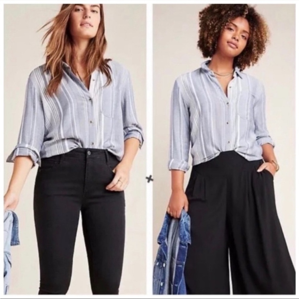 Maeve by Anthropologie Chatham blue stripe shirt